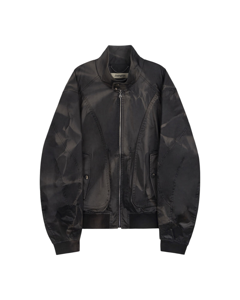 Jiyong Kim Sun-Bleached High Neck Blouson Black