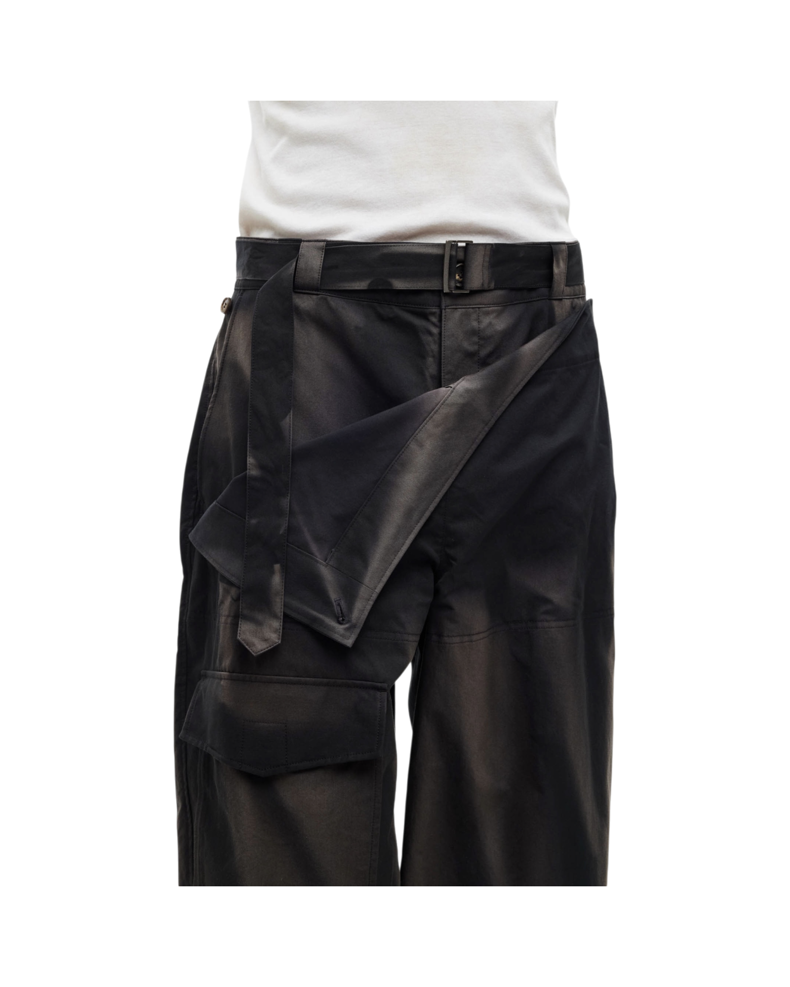 Jiyong Kim Sun-Bleached Double Front Wide Trousers Black
