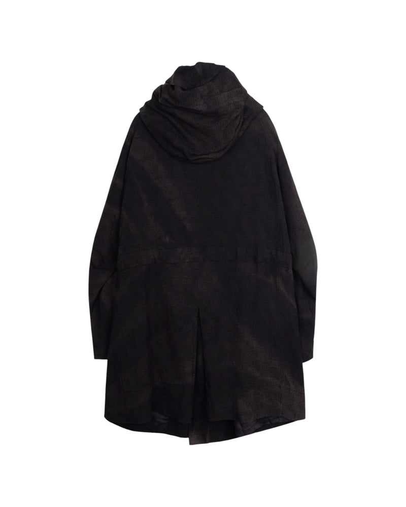 Jiyong Kim Sun-Bleached Double-Breasted Hooded Coat Black