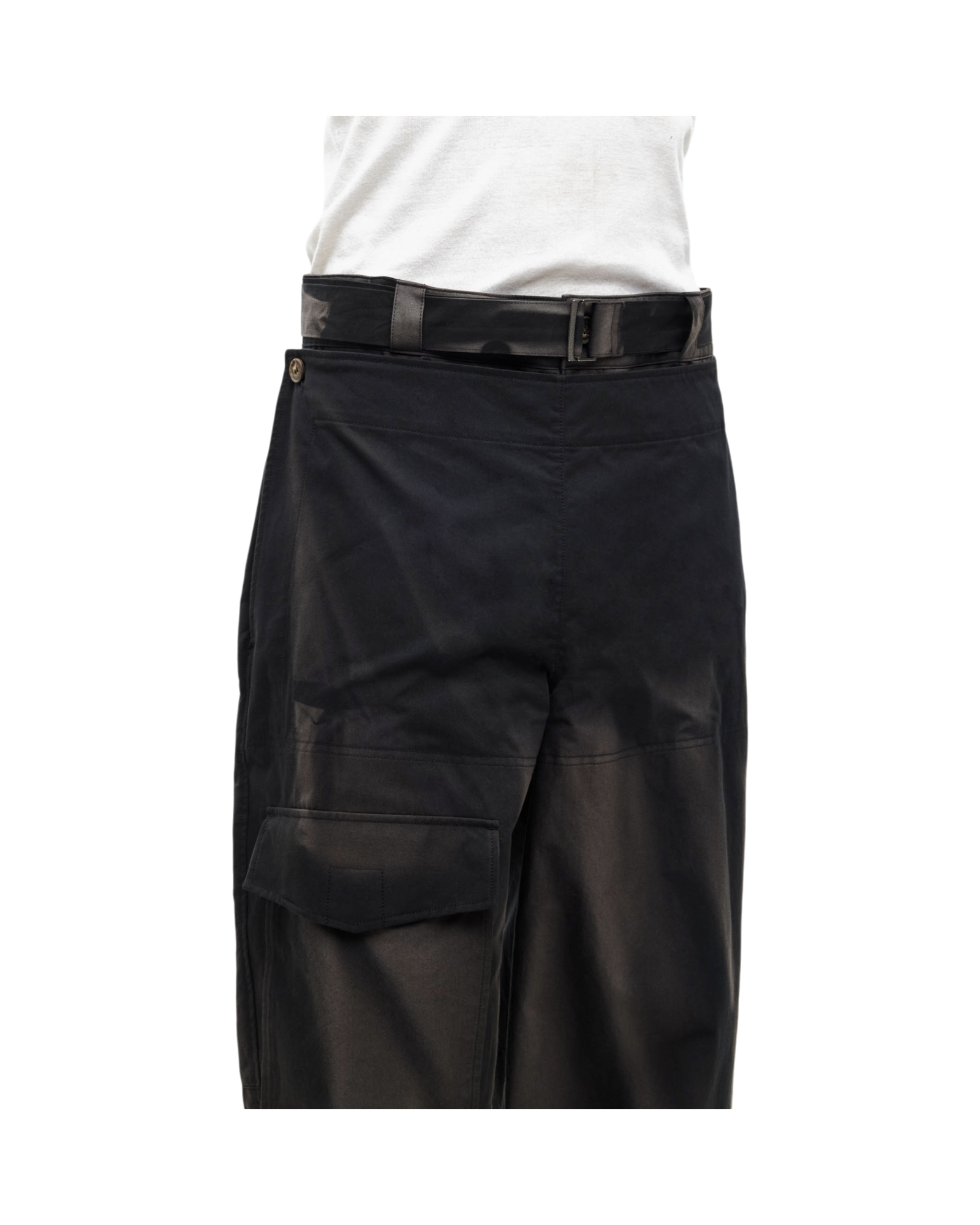 Jiyong Kim Sun-Bleached Double Front Wide Trousers Black