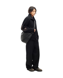 Jiyong Kim Draped Leather Shoulder Bag Black