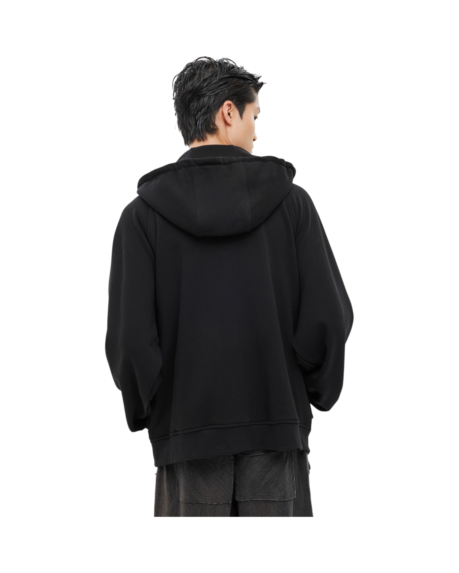Jiyong Kim Asymmetric Zip-Up Hoodie Black