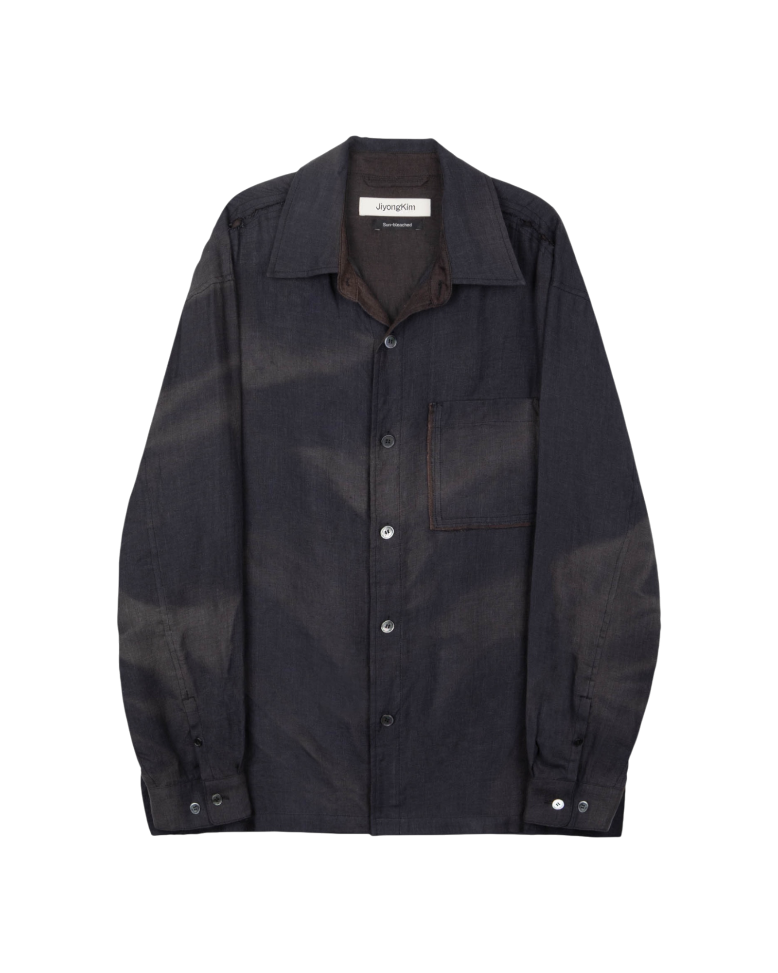 Jiyong Kim Sun-Bleached Raw Edged Shirt Black