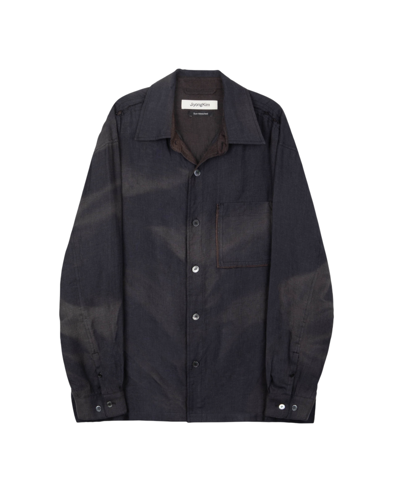 Jiyong Kim Sun-Bleached Raw Edged Shirt Black