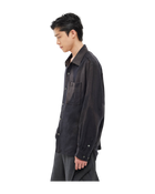 Jiyong Kim Sun-Bleached Raw Edged Shirt Black