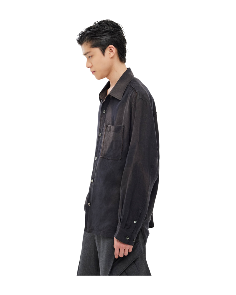 Jiyong Kim Sun-Bleached Raw Edged Shirt Black