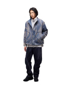 Jiyong Kim Sun-Bleached Blanket Jacket Blue