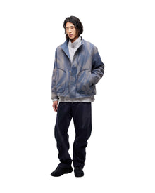 Jiyong Kim Sun-Bleached Blanket Jacket Blue