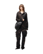 Jiyong Kim Draped Leather Shoulder Bag Black