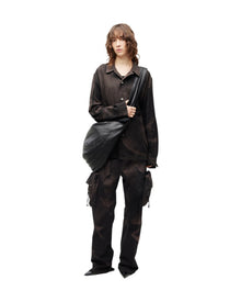 Jiyong Kim Draped Leather Shoulder Bag Black