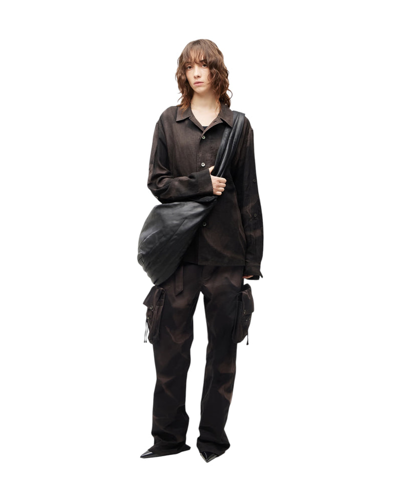 Jiyong Kim Draped Leather Shoulder Bag Black