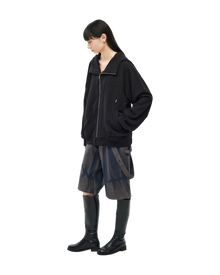 Jiyong Kim Asymmetric Zip-Up Hoodie Black