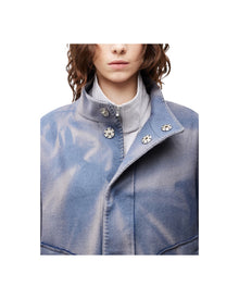Jiyong Kim Sun-Bleached Blanket Jacket Blue