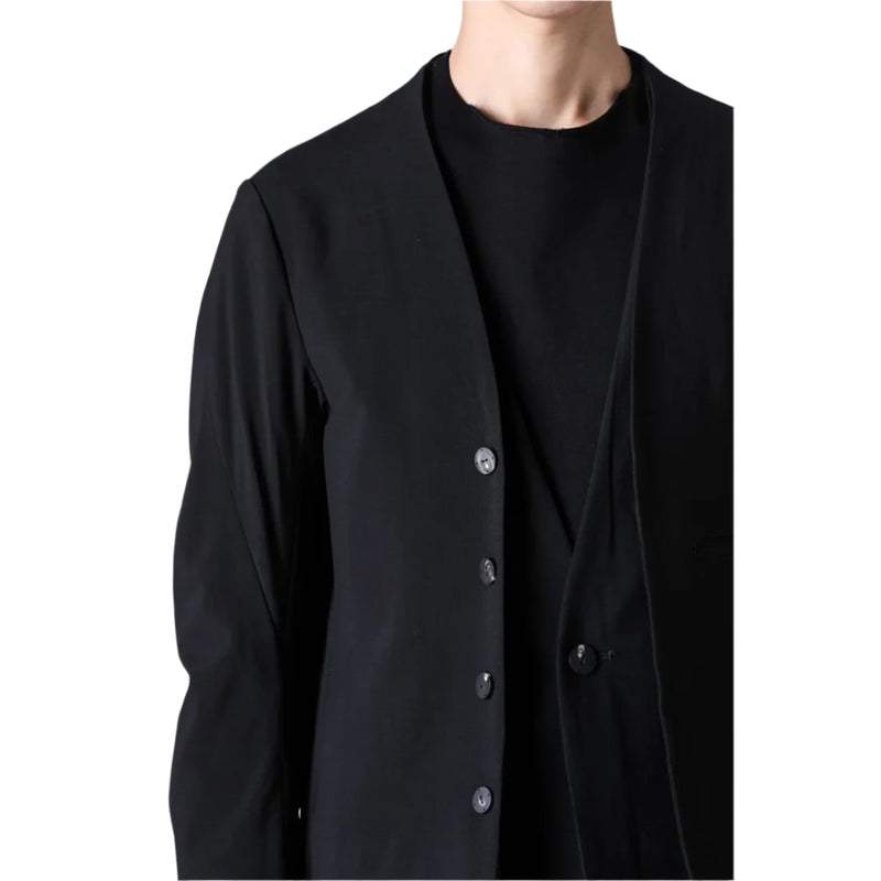 Devoa Front Layered Wool Jacket Black