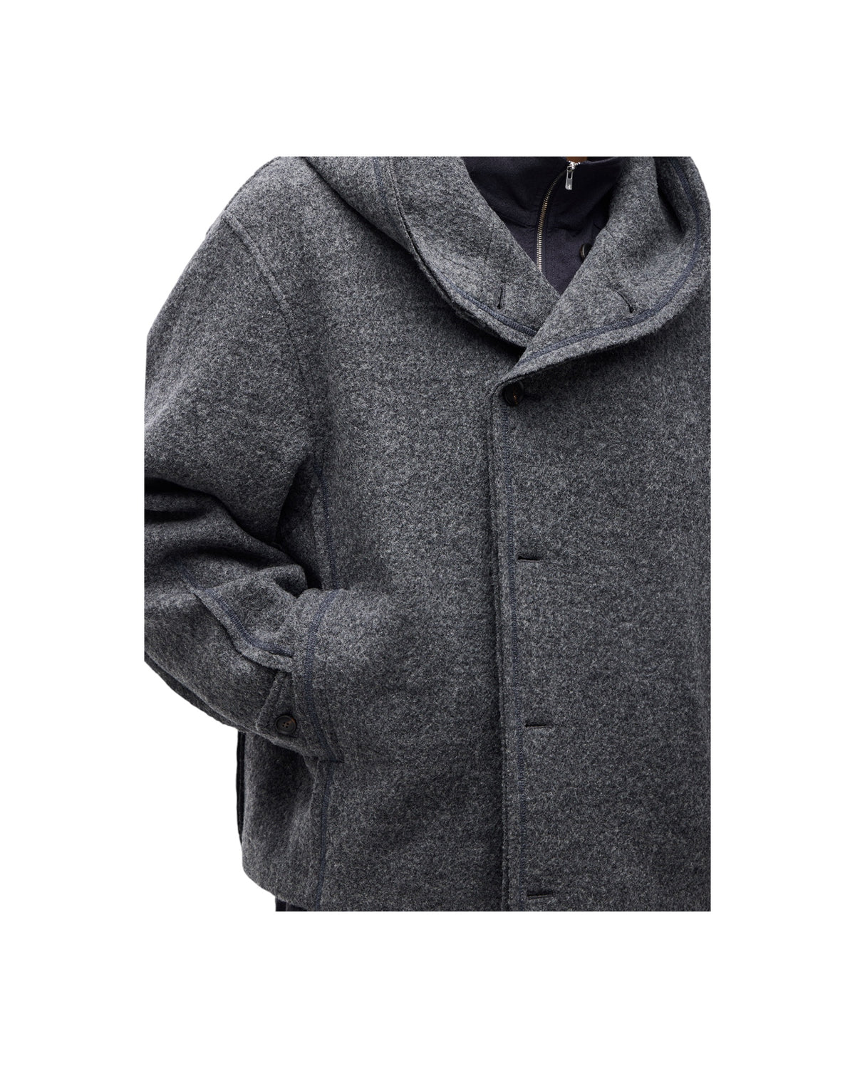 Jiyong Kim Hooded Wool Jacket Grey