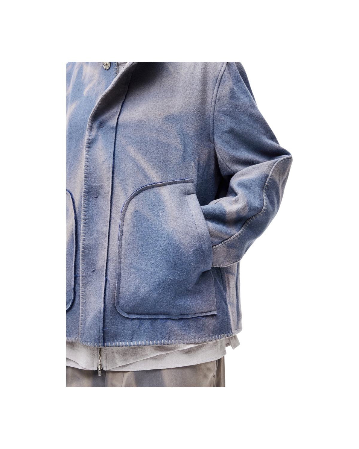 Jiyong Kim Sun-Bleached Blanket Jacket Blue