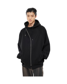 Jiyong Kim Asymmetric Zip-Up Hoodie Black
