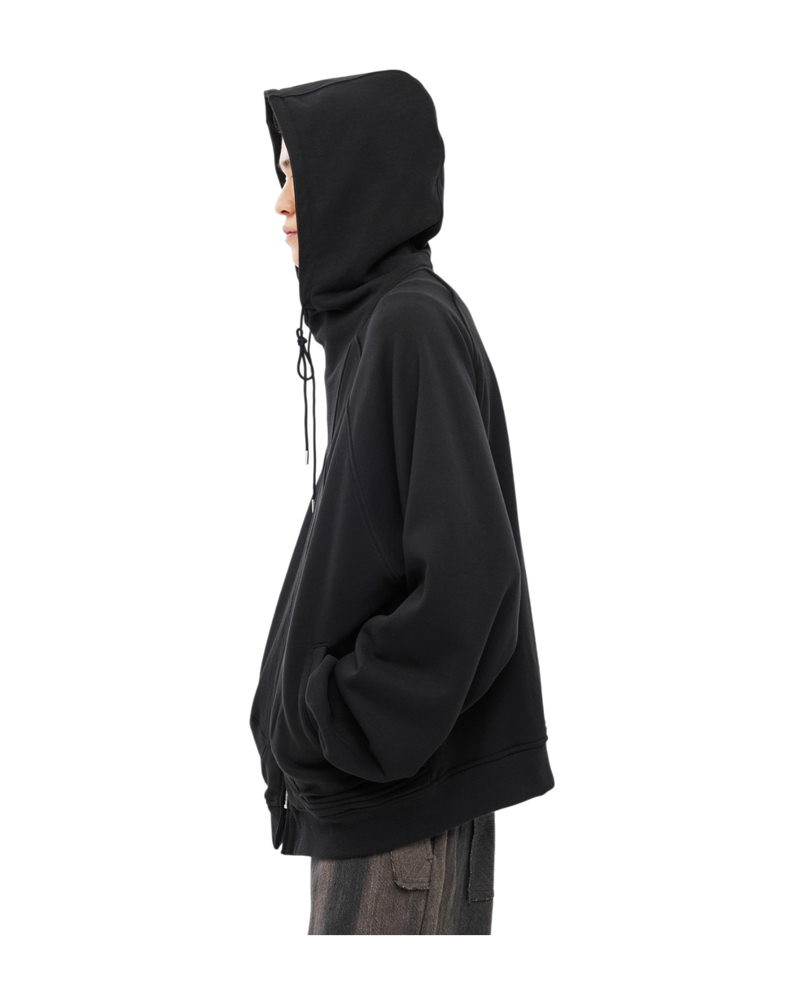 Jiyong Kim Asymmetric Zip-Up Hoodie Black