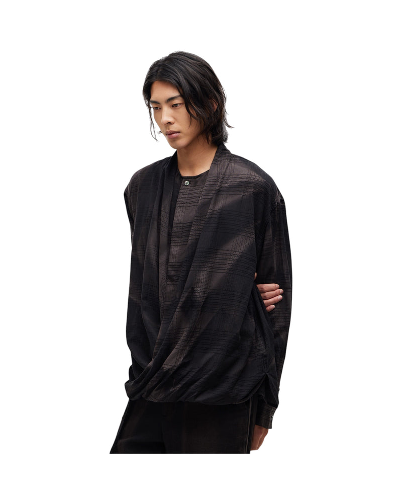 Jiyong Kim Sun-Bleached Drape Shirt Black