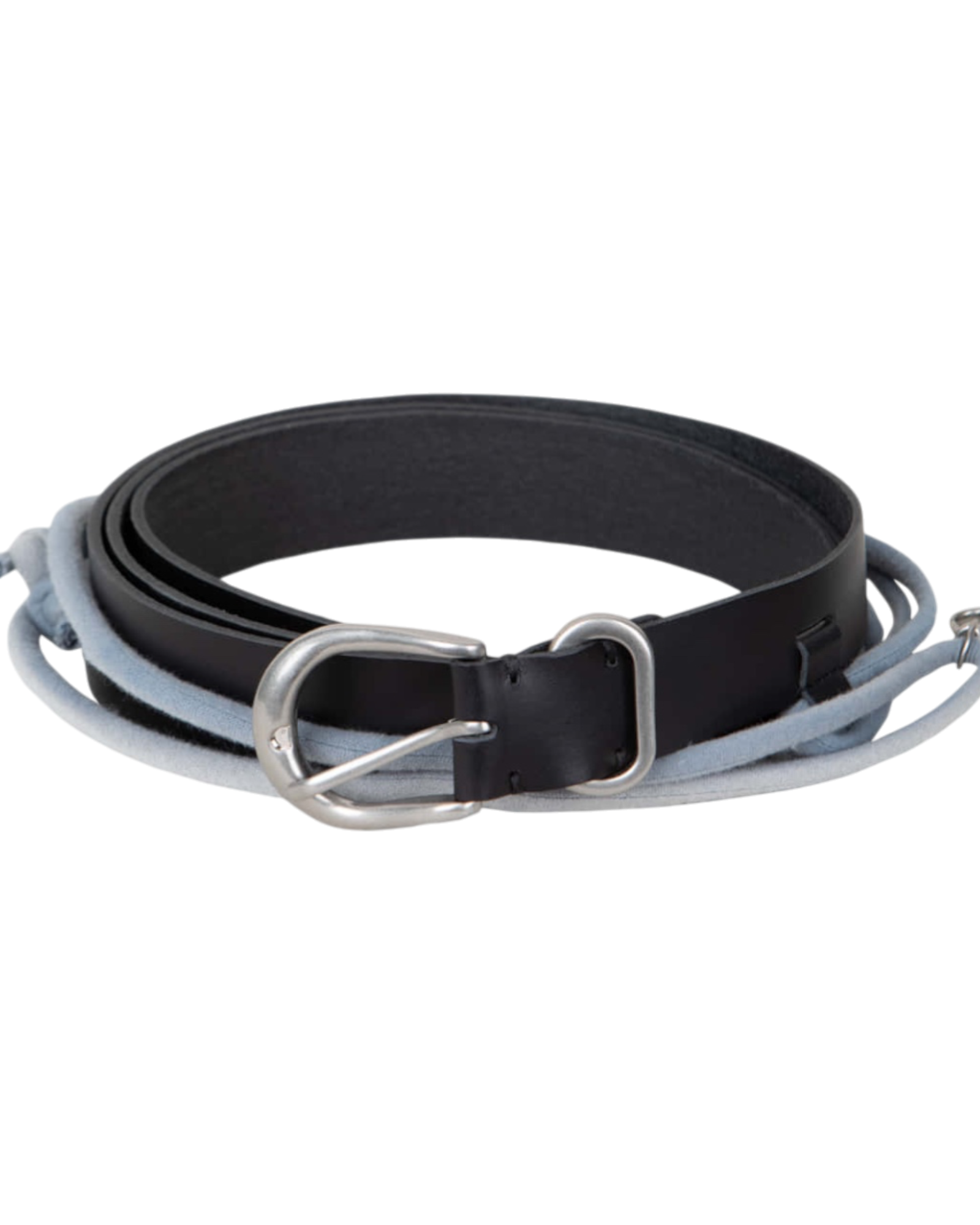 Jiyong Kim Sun-Bleached String Detailed Leather Belt Black