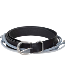 Jiyong Kim Sun-Bleached String Detailed Leather Belt Black