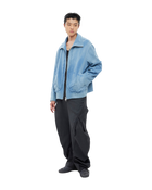 Jiyong Kim Sun-Bleached Raw Edged Jacket Light Blue