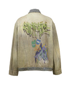 Sankuanz Bumpy Graffiti Print Oversized Denim Jacket Indigo