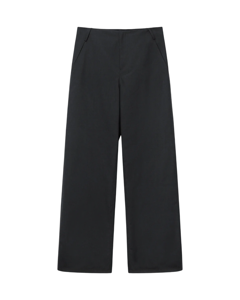 VAVA STORE pet-tree-kor charcoal wool-blend regular fit trousers with side patch pocket and back welt pocket.