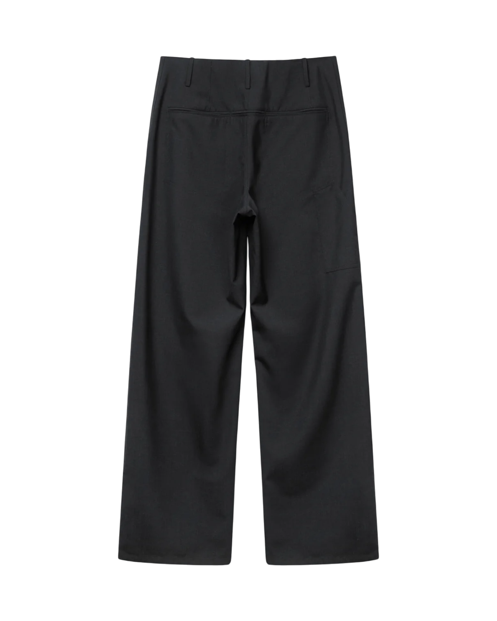 VAVA STORE pet-tree-kor charcoal regular fit wool-blend trousers with a back welt pocket and side patch pocket.