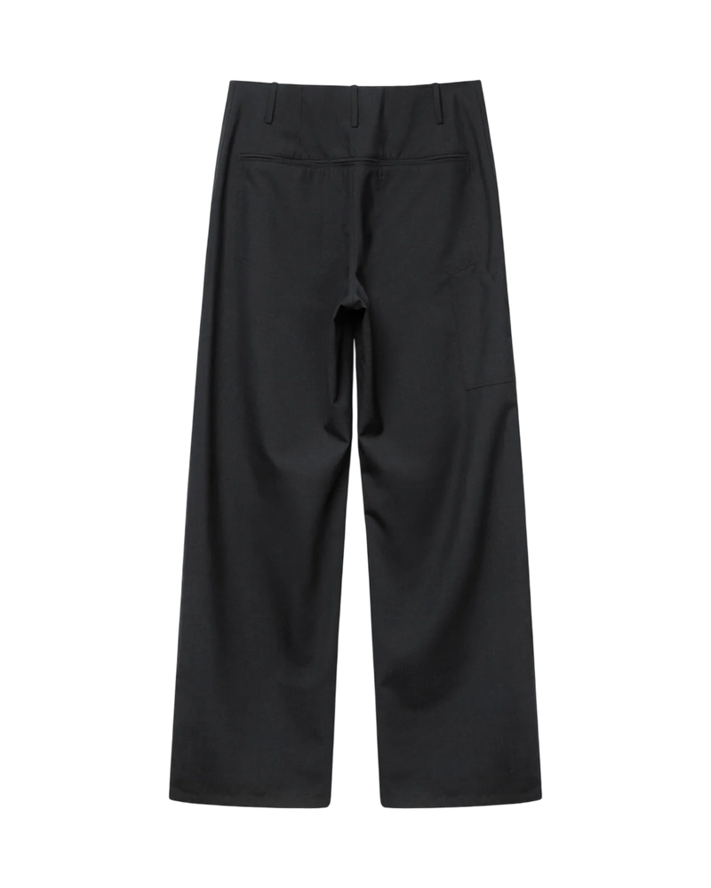 VAVA STORE pet-tree-kor charcoal regular fit wool-blend trousers with a back welt pocket and side patch pocket.
