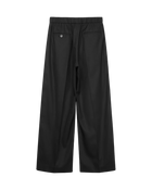 VAVA STORE pet-tree-kor Gaze black cotton pants with elastic waistband, front pleats, and back welt pockets.
