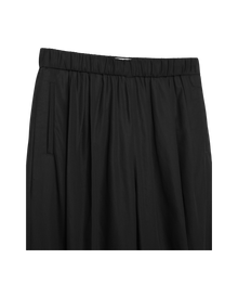 VAVA STORE pet-tree-kor Gaze black cotton pants with elastic waistband, front pleats, and side welt pockets.